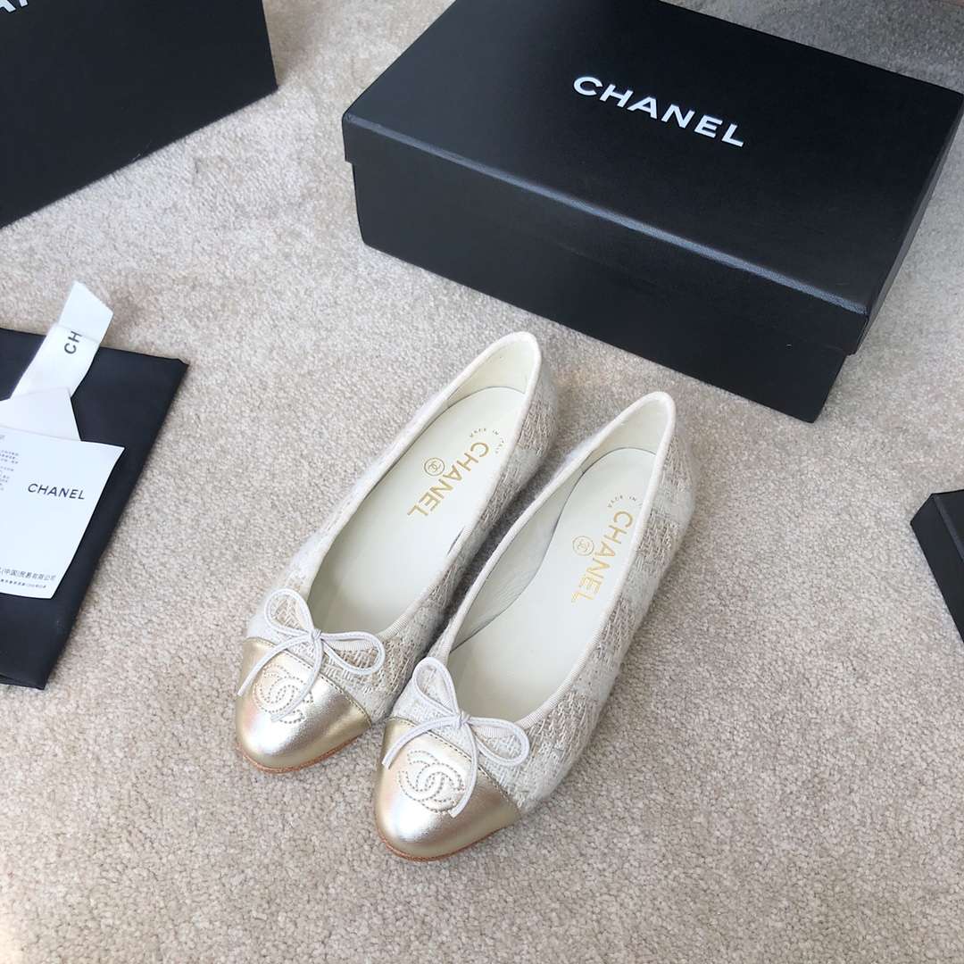 Ch**el Ballet Flats White For Women