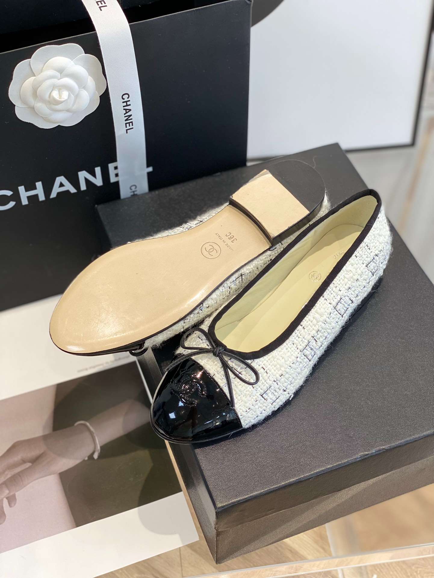 Ch**el Ballet Flats White For Women