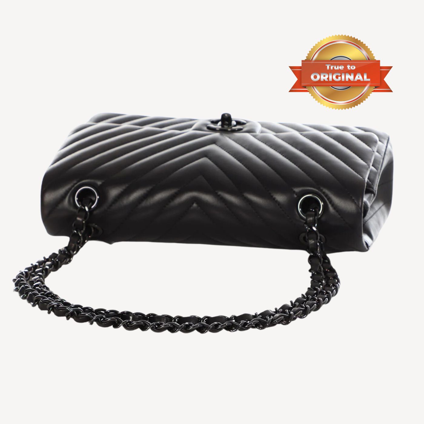 [True-to-ORIGINAL] Ch**el Chevron Classic Handbag Black For Women 10.2in/26cm
