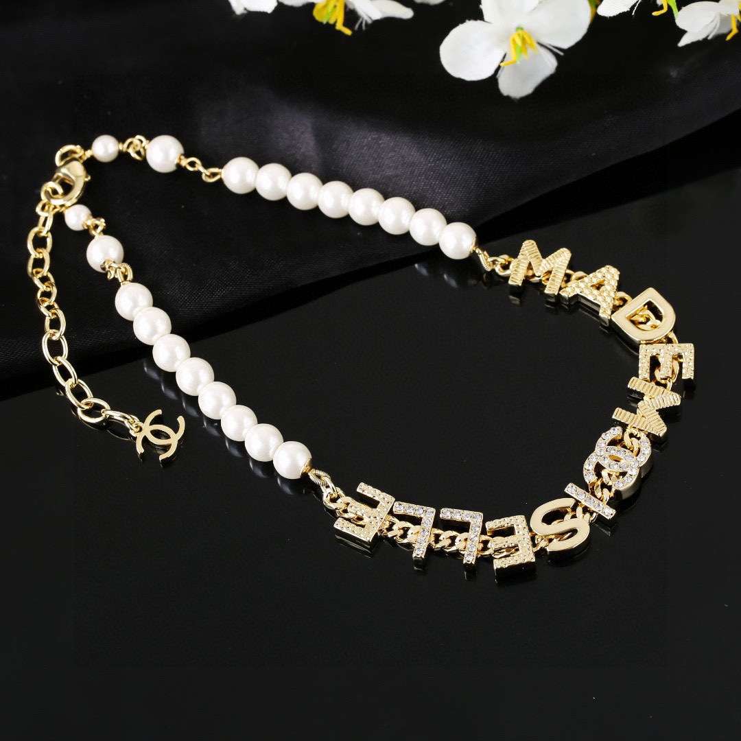 Ch**el Double C Necklace Gold For Women