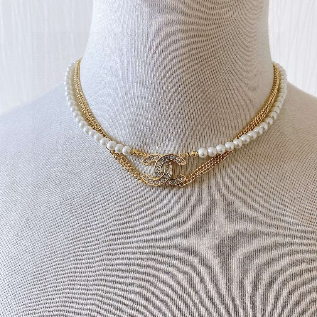 Ch**el Double C Necklace Gold For Women
