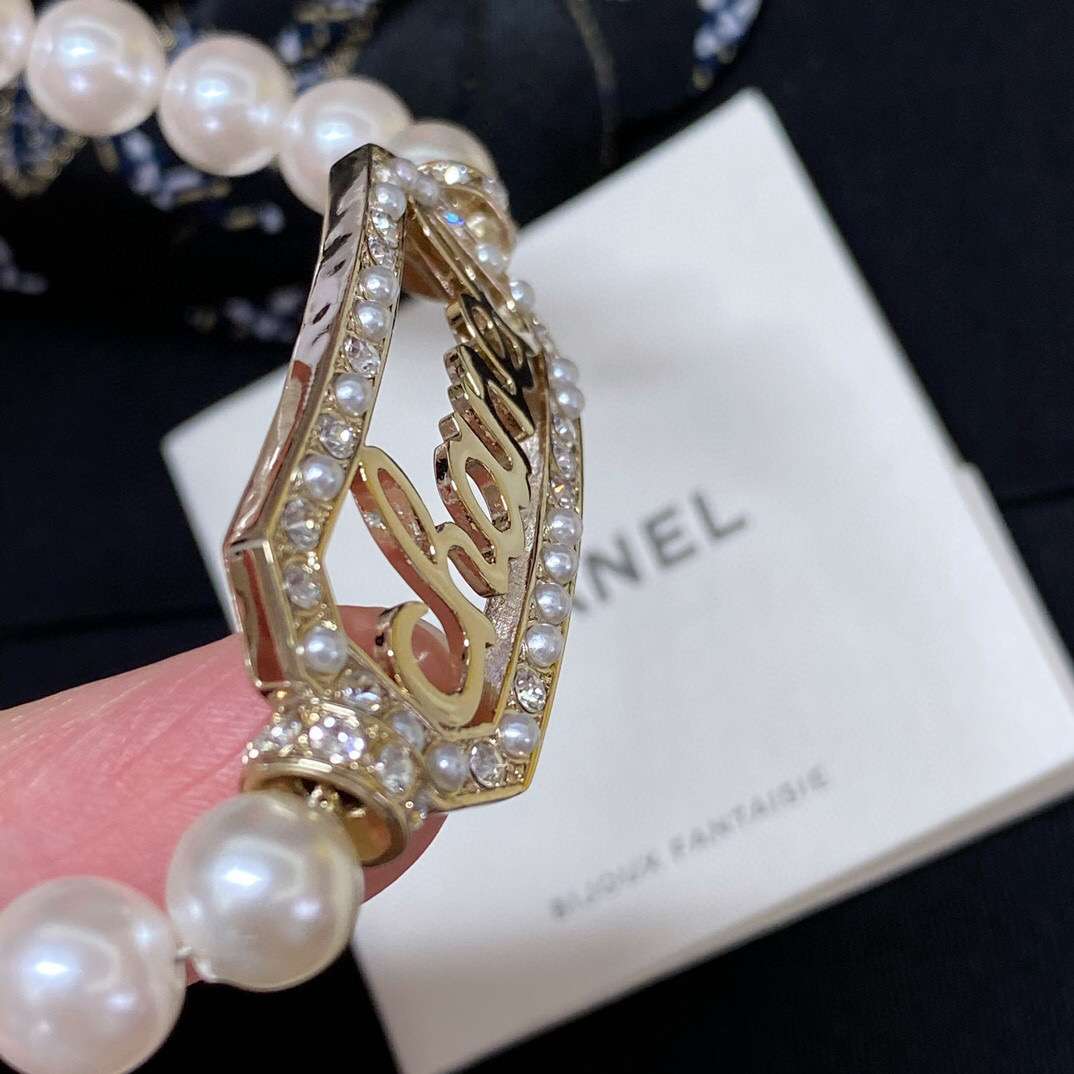 Ch**el Letter Necklace White For Women