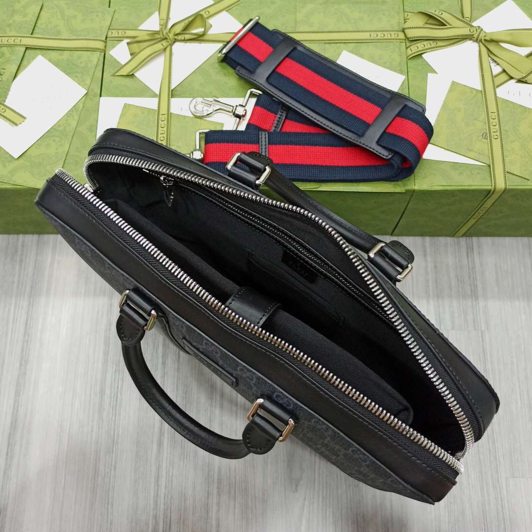 Gvc*1 Black Briefcase GG Grey For Men 36cm / 12.2in 474135 K5RLN 1095