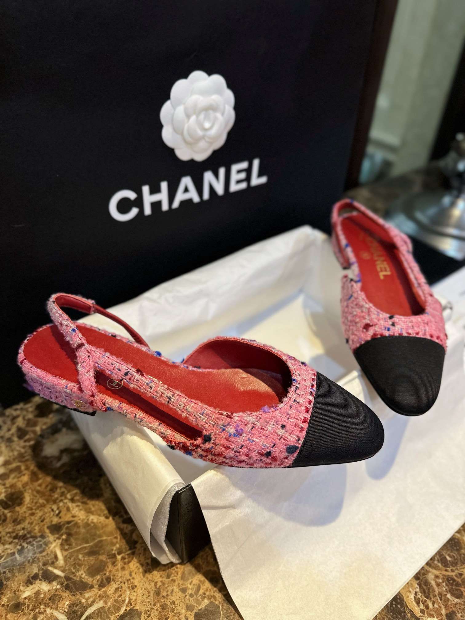Ch**el Woolen Lat Lace Up Sandals Dark Pink For Women