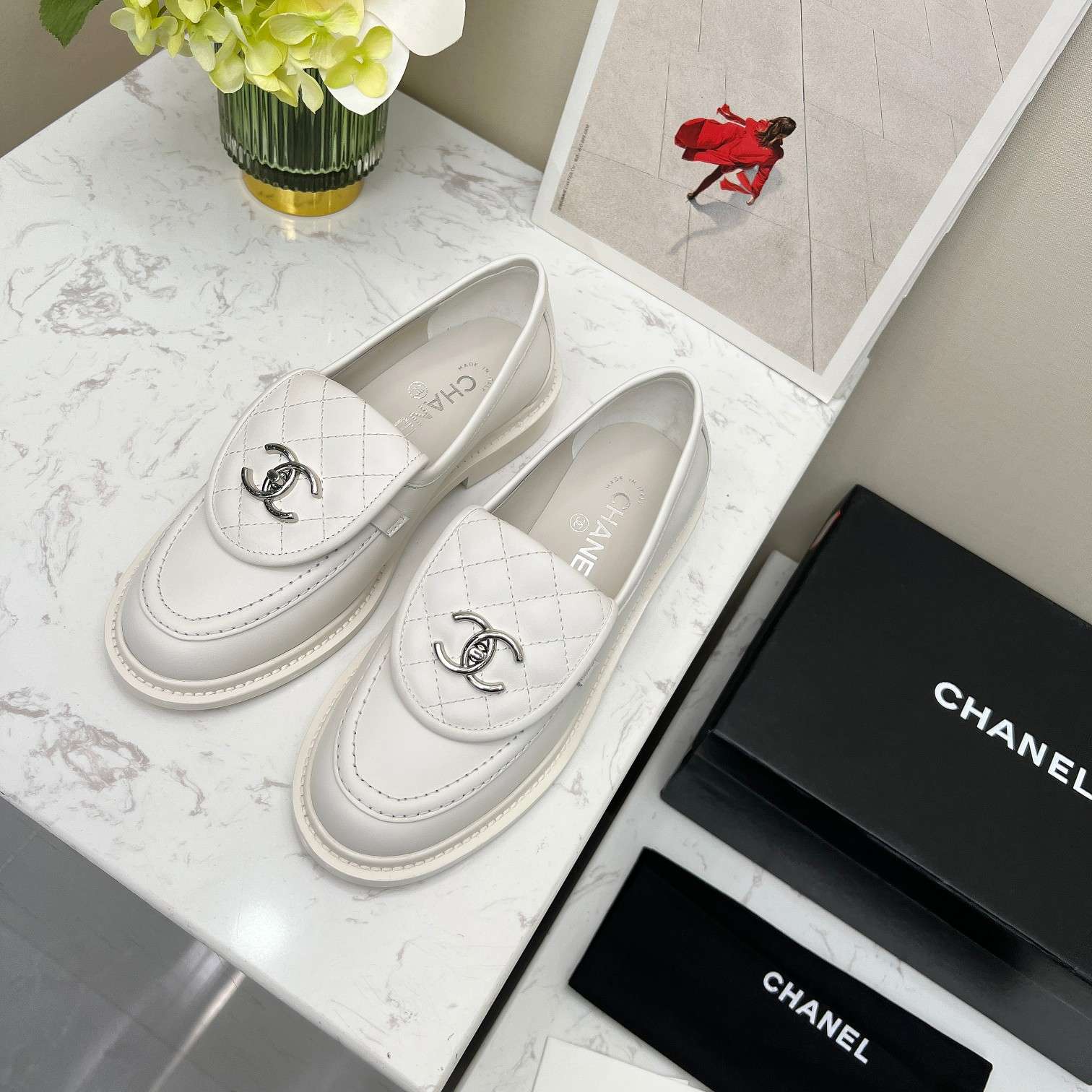 Ch**el Moccasins White For Women 36 EU – 5 US – 23 Cm – 9.05 In