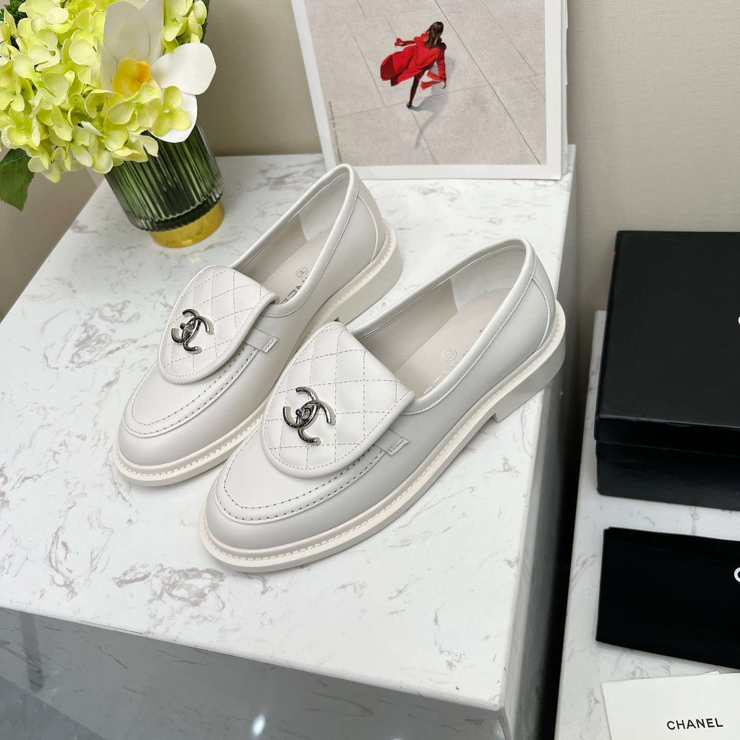Ch**el Moccasins White For Women 36 EU – 5 US – 23 Cm – 9.05 In