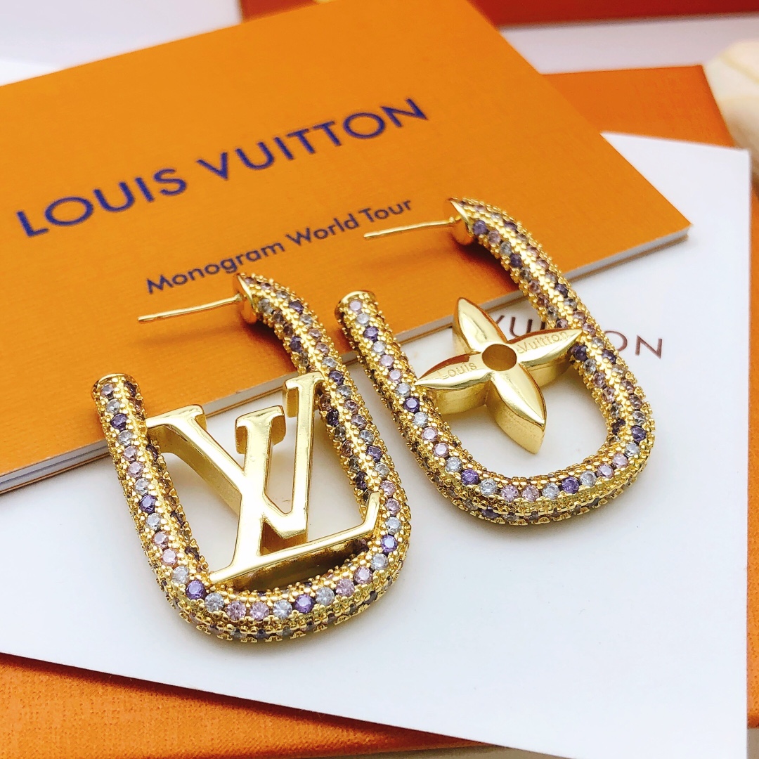 L0vis Vvtt0n D1am0nd Stud Earrings Gold For Women