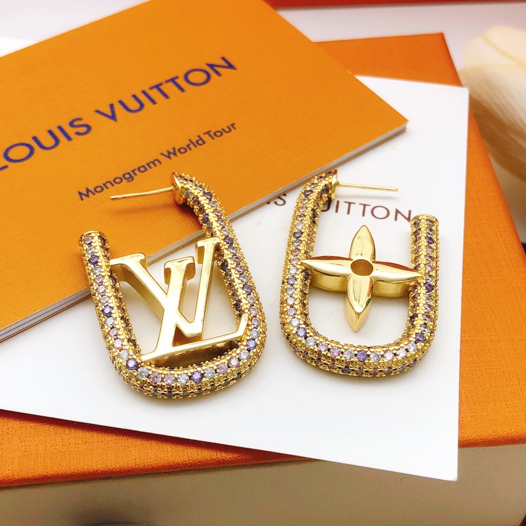 L0vis Vvtt0n D1am0nd Stud Earrings Gold For Women