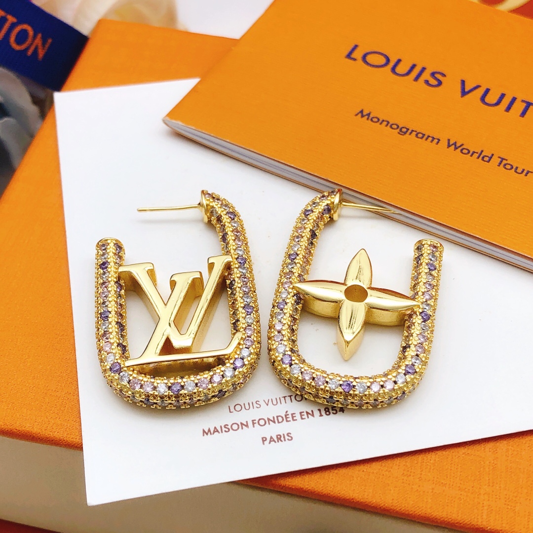 L0vis Vvtt0n D1am0nd Stud Earrings Gold For Women