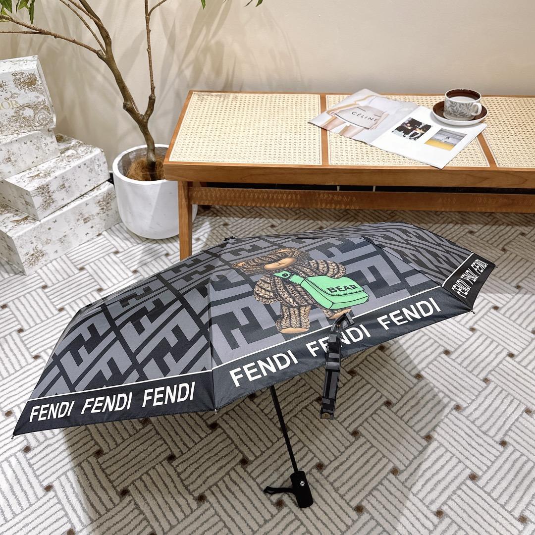 F**di Logo Compact Umbrella Black