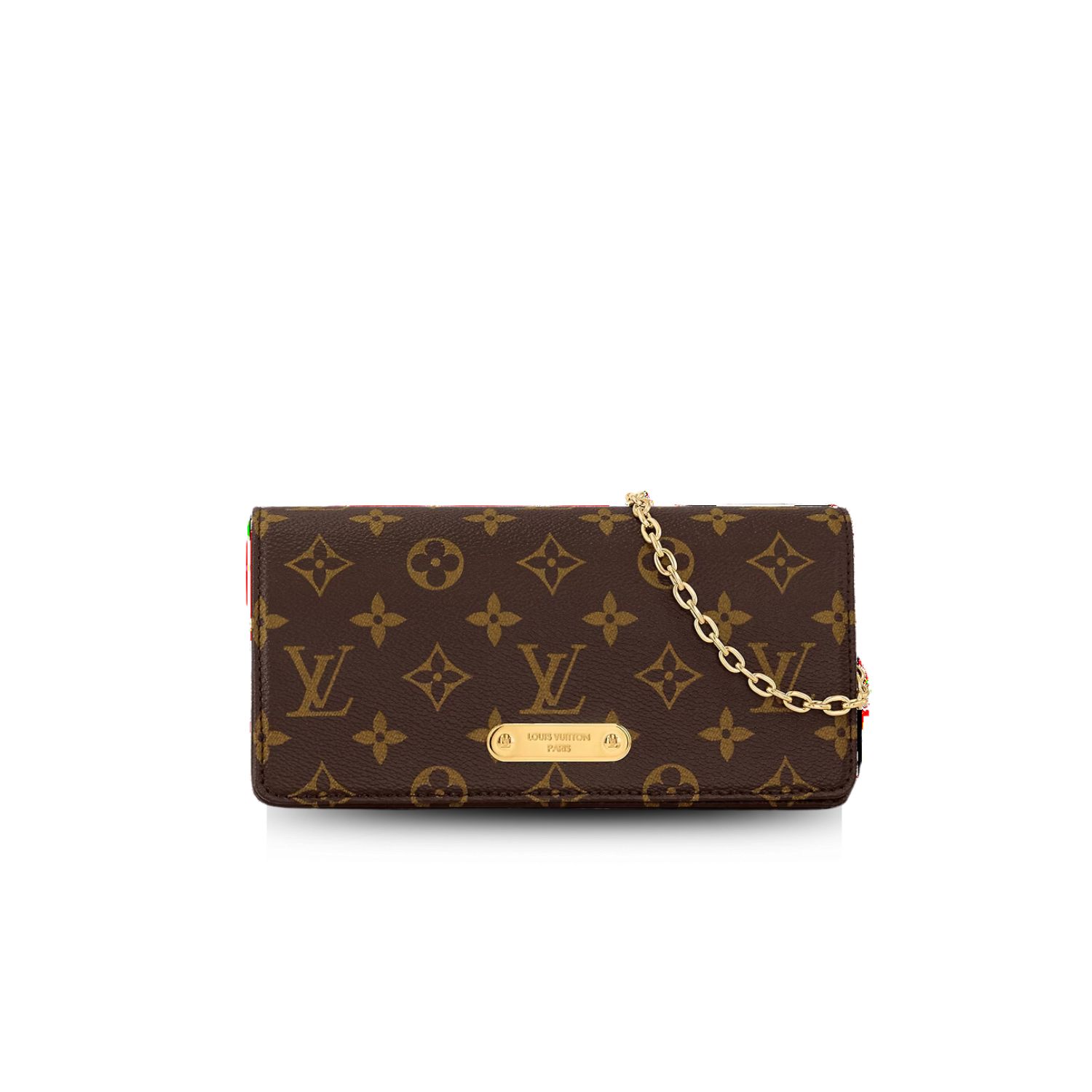 L0vis Vvtt0n Wallet On Chain Lily Brown For Women 8,1in/20,7cm M82509