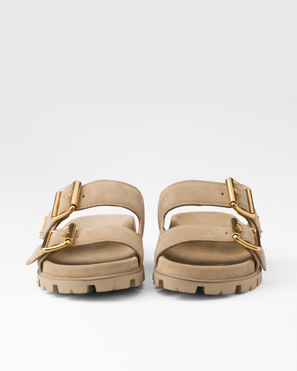 Pra*a Suede Strap Slides Beige For Women 1XX692_054_F0379_F_020