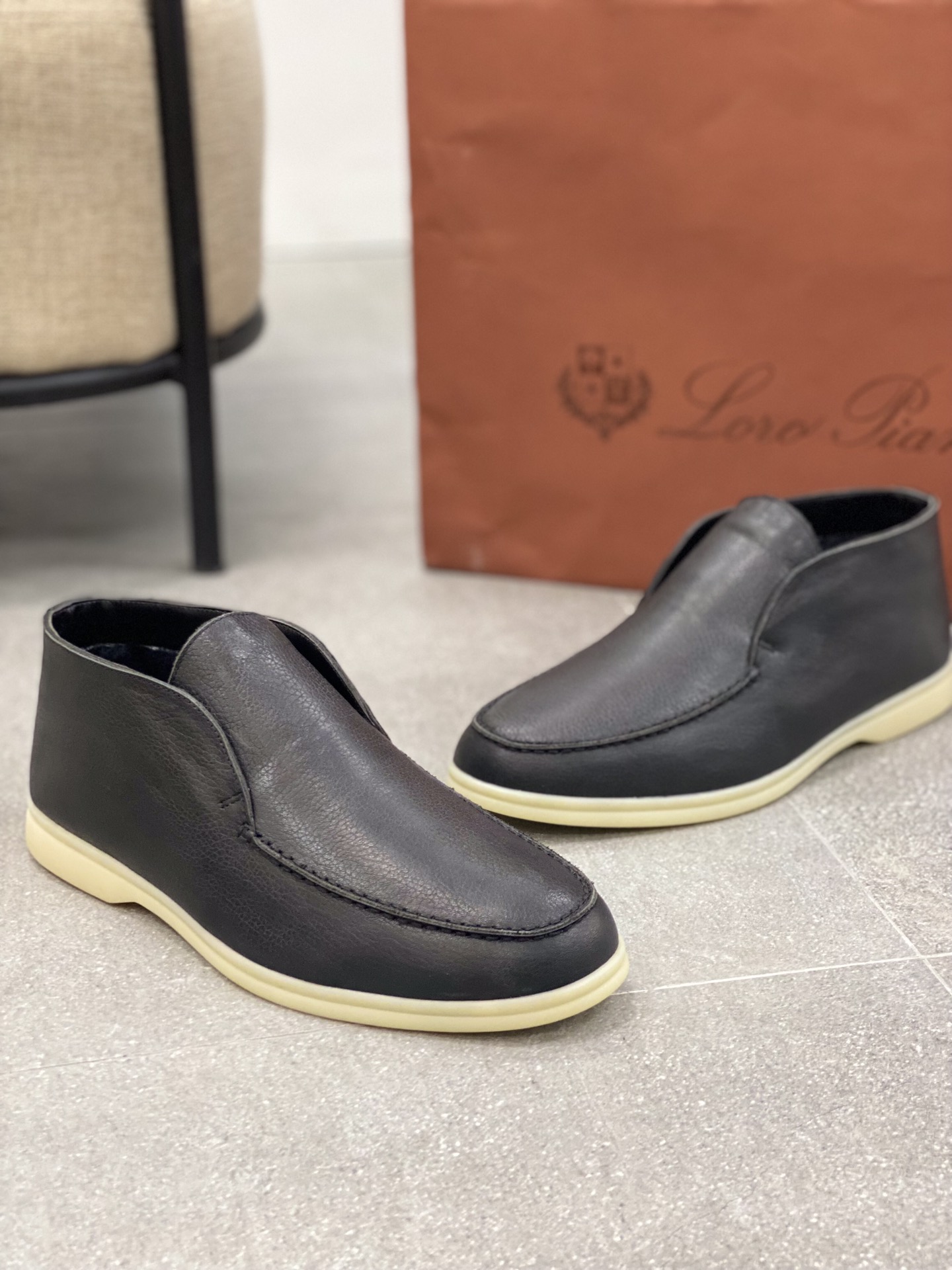 L0r0 P1ana Open Walk Ankle Boots Black For Men FAI3276