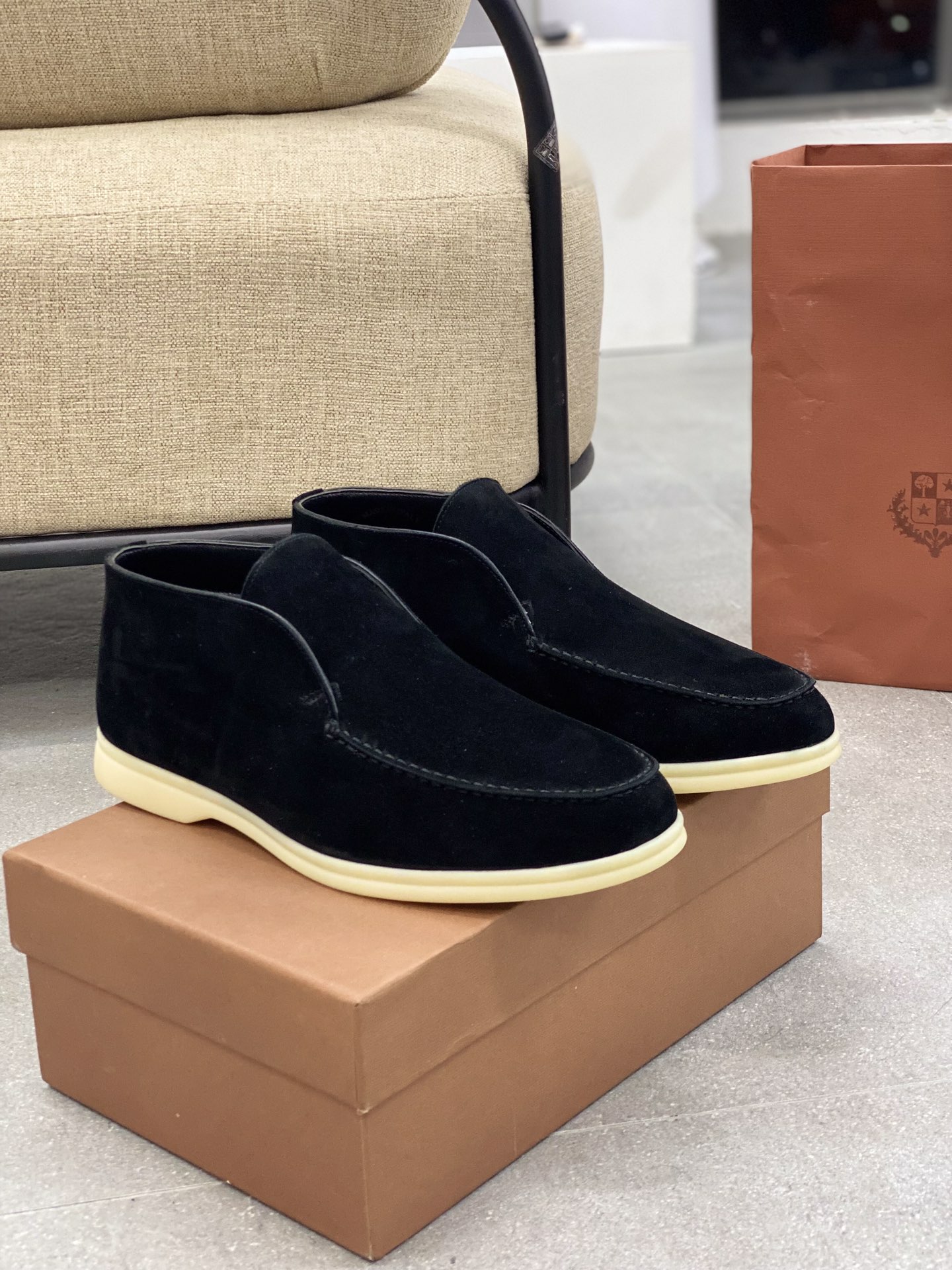 L0r0 P1ana Open Walk Boots Caviar For Women – FAE9959 MB97
