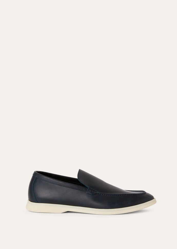L0r0 P1ana Summer Walk Loafers Navy Blue For Men FAM9405