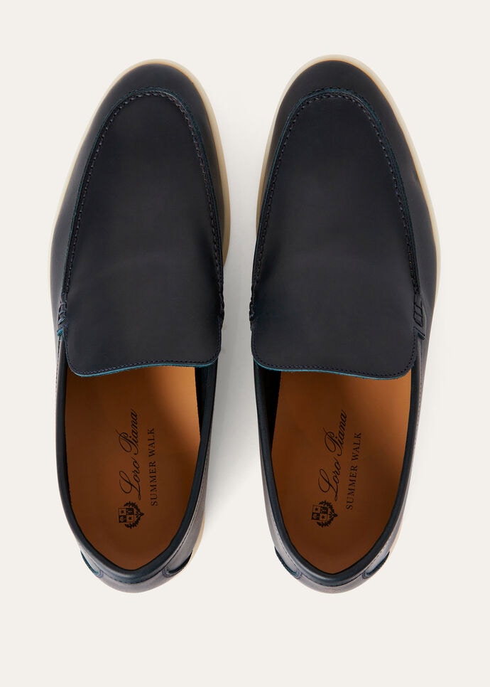 L0r0 P1ana Summer Walk Loafers Navy Blue For Men FAM9405
