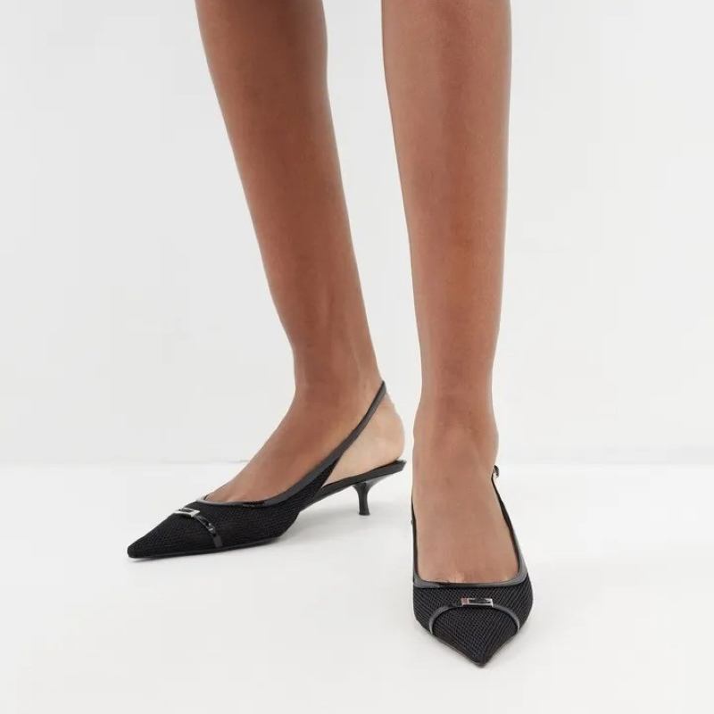 Sa1nt Lau*nt Slingback Mesh Pumps Black For Women 763171AACSW1000