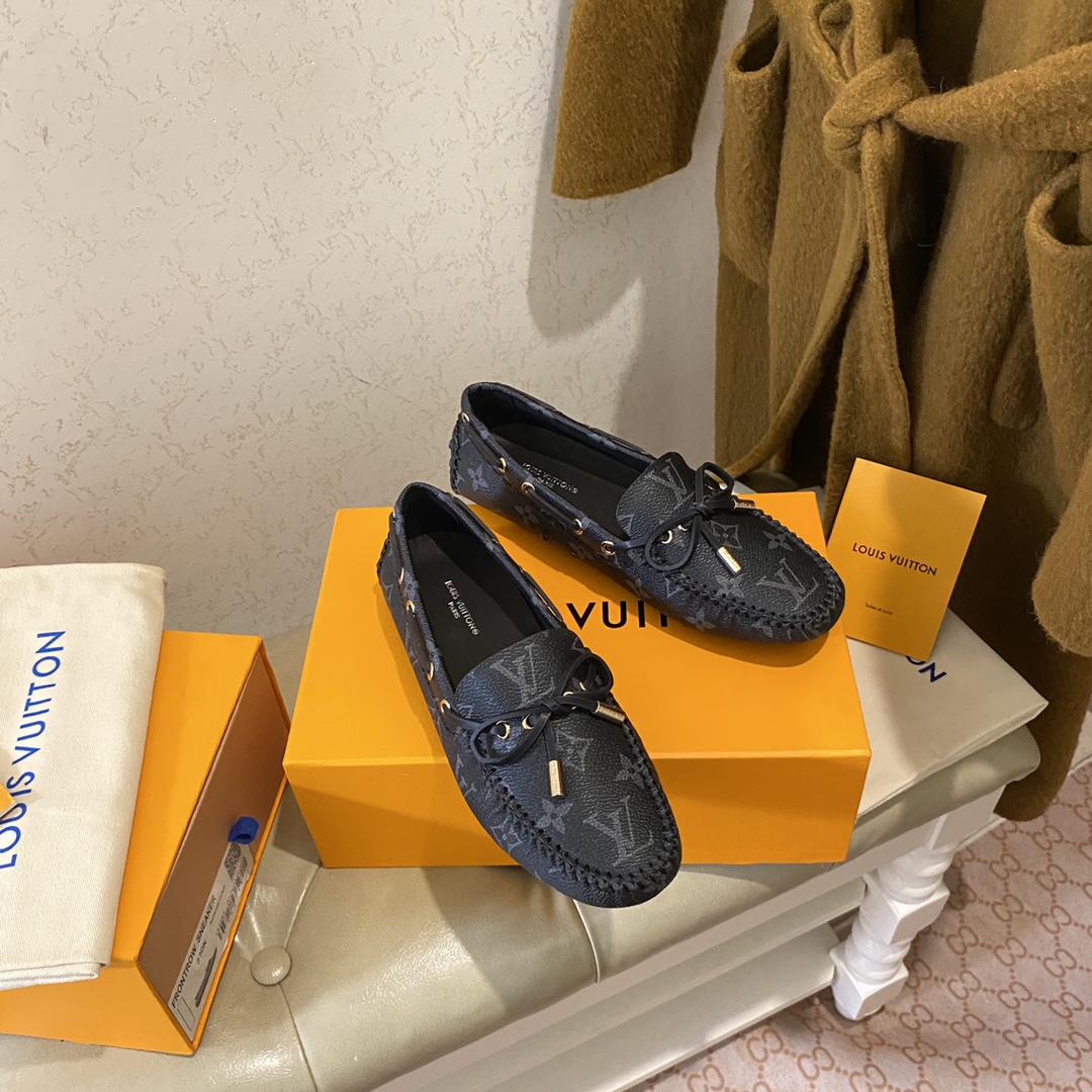 L0vis Vvtt0n Gloria Flat Loafer Black For Women