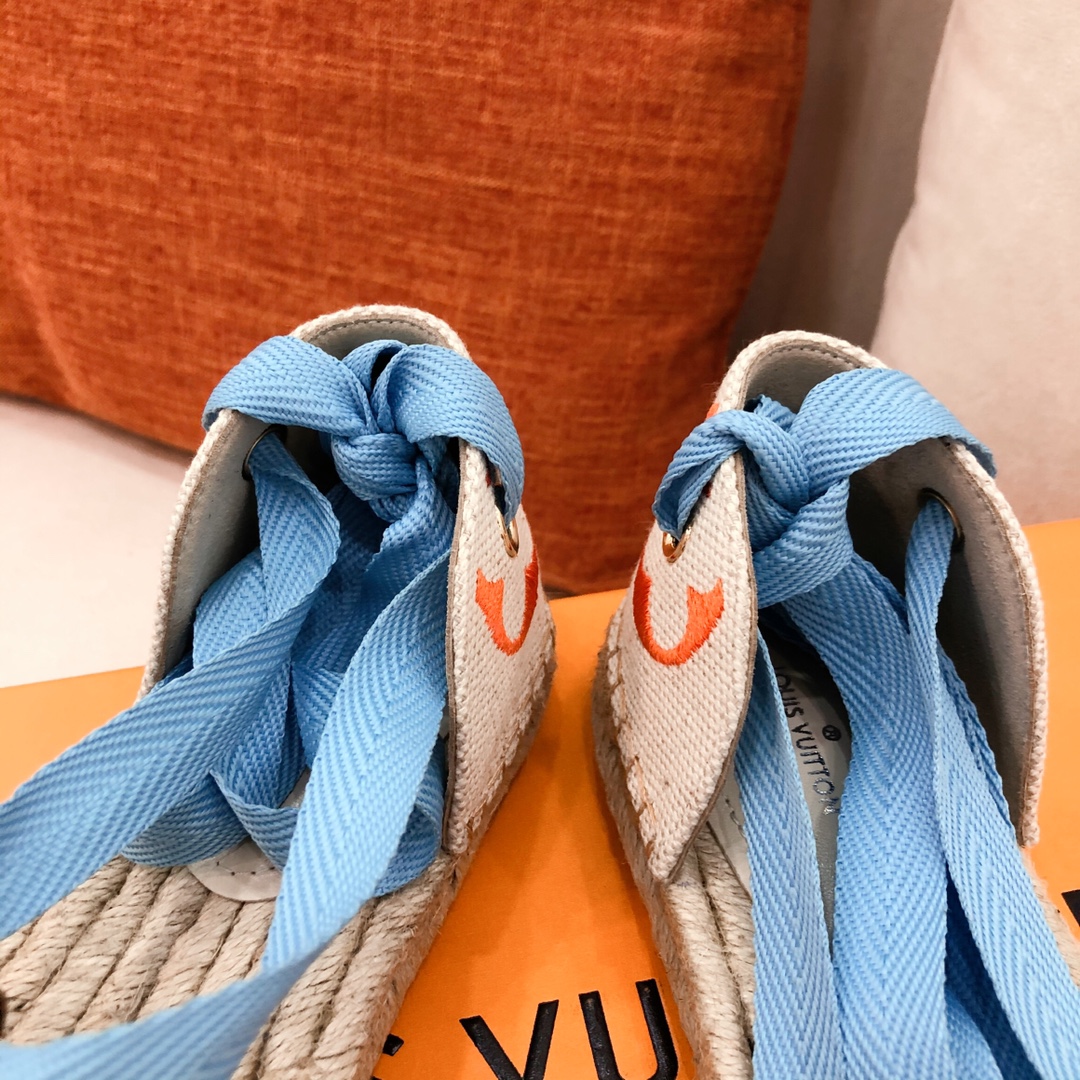 L0vis Vvtt0n Women’s Starboard Flat Espadrille Orange For Women LV