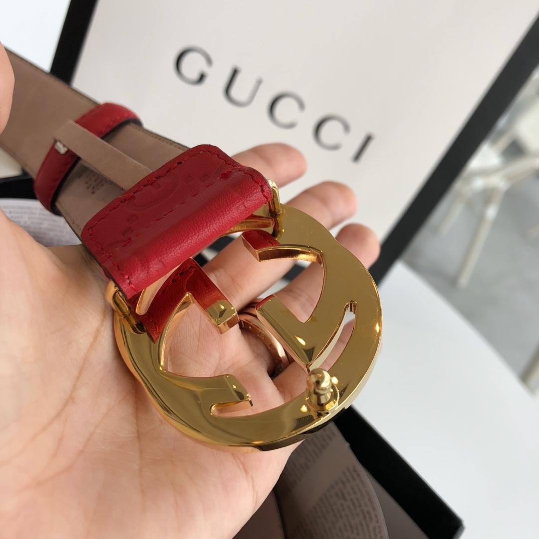 Gvc*1 Signature Belt Red/Cream GG, Women Belt 370543