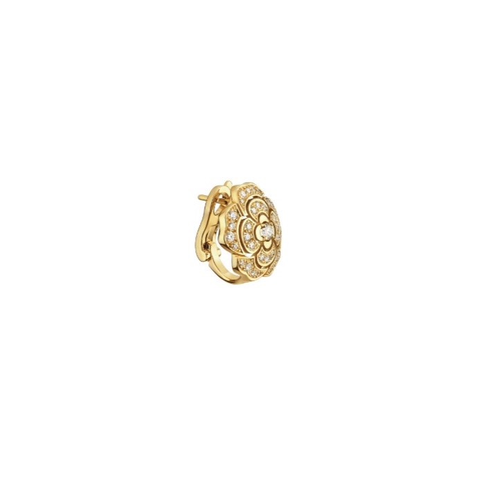 Ch**el Bouton De Camélia Earrings Yellow Gold For Women J12038