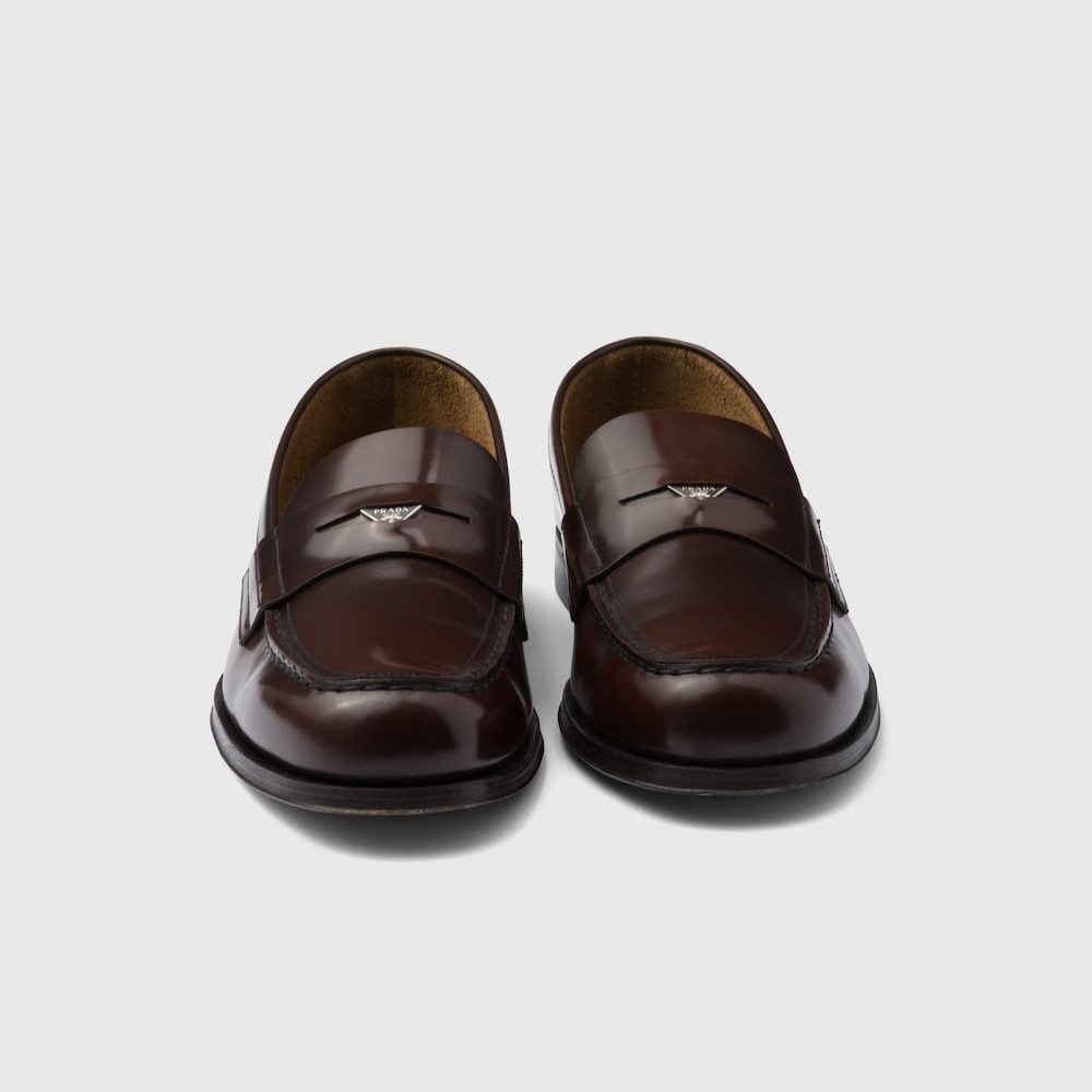 Pra*a Brushed Leather Loafers Sienna For Men 2DB201_055_F0038_F_C000