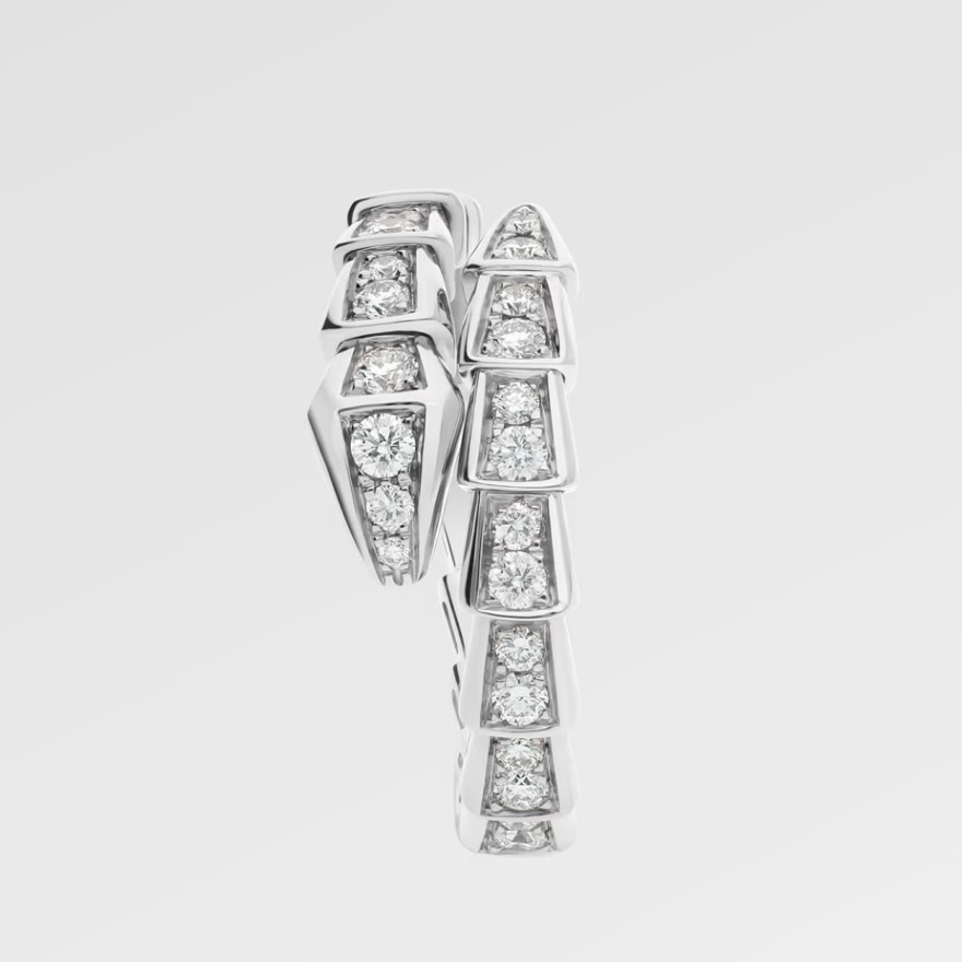 Bv1g*ai Serpenti Viper Ring White Gold For Women 354707