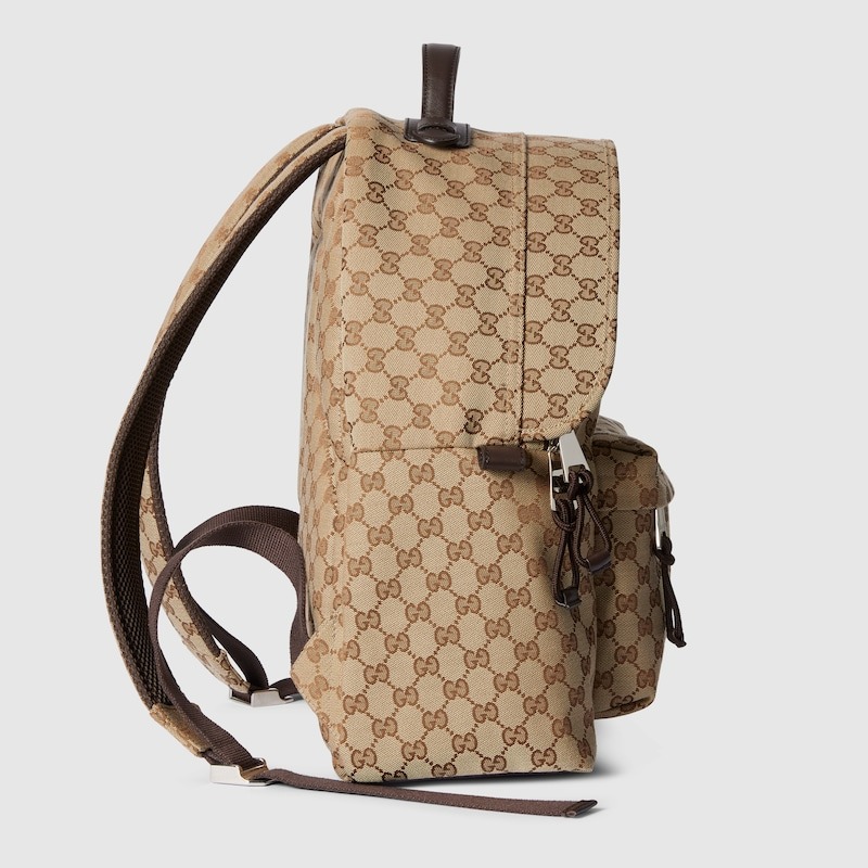 Gvc*1 Medium GG Backpack With Web Beige And Dark Brown For Men 14.2in/36cm 824624 FAEHZ 9795