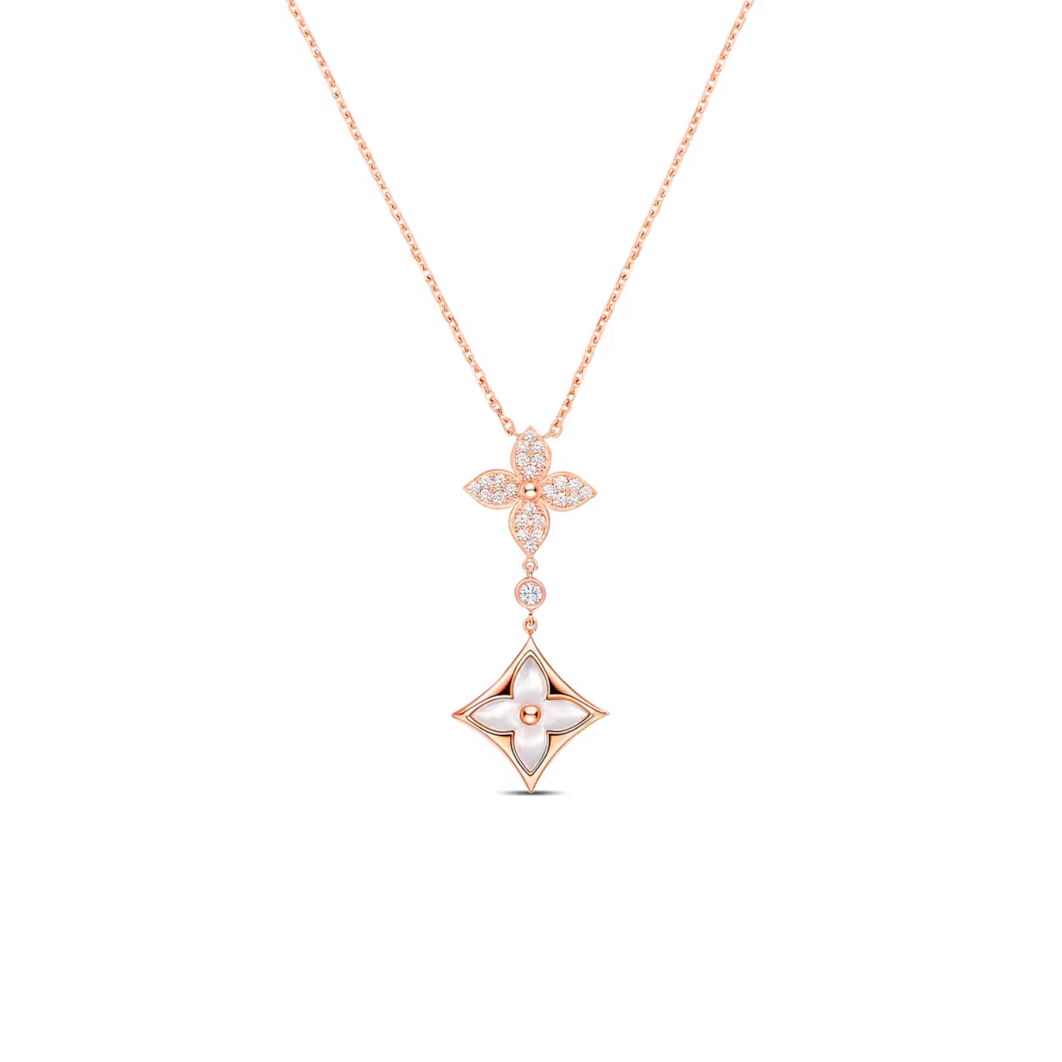 L0vis Vvtt0n Color Blossom Double Star Pendant Necklace Pink-Toned For Women Q94676
