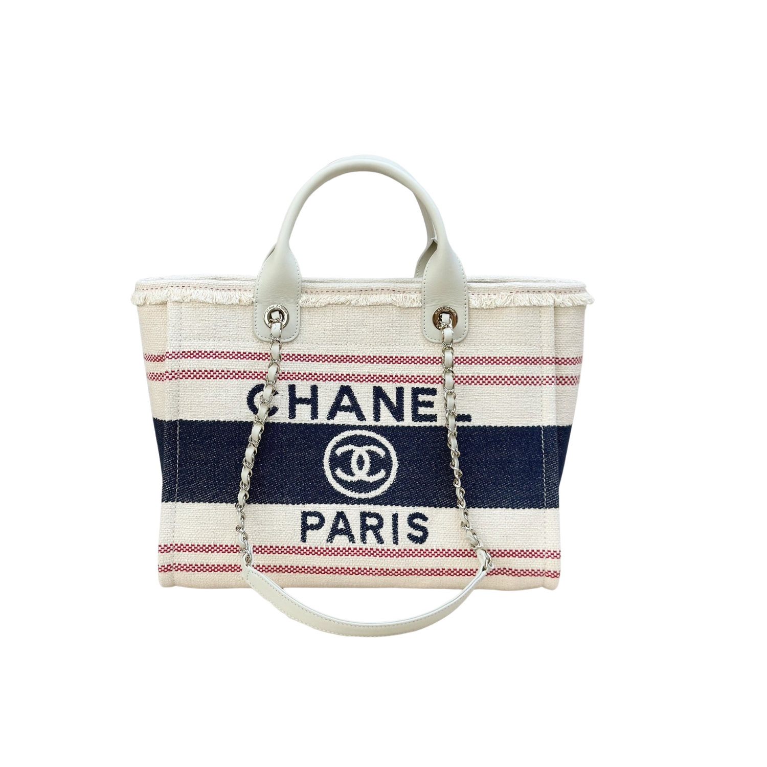 Ch**el Large Deauville Tote Bag Beige For Women 35cm/14in