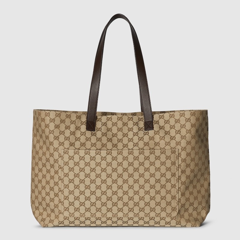 Gvc*1 GG Canvas Maxi Tote Bag Beige And Dark Brown For Men 18in/46cm 802166 FADUU 8657