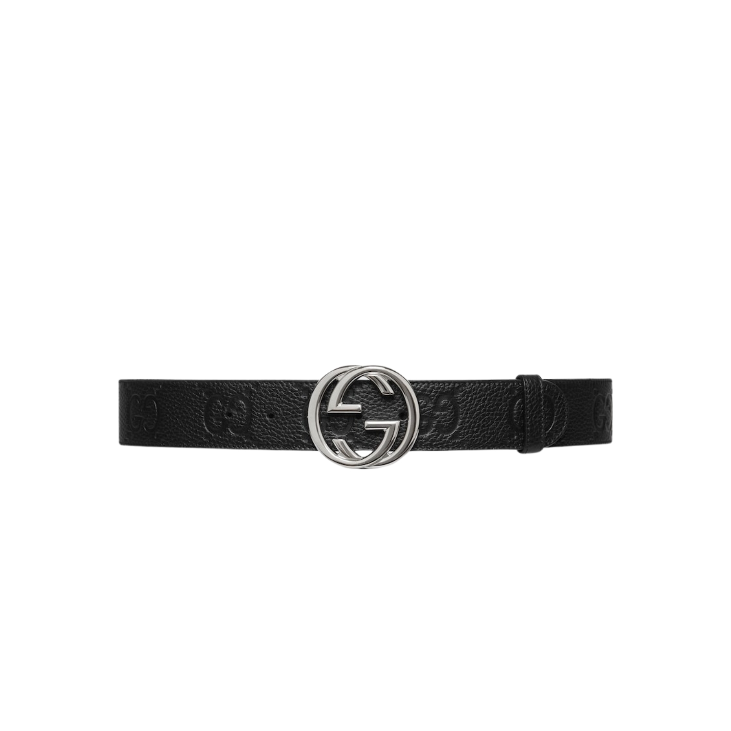 Gvc*1 Wide Belt 40mm With Interlocking G Buckle Black For Men 794196 AABZA 1000