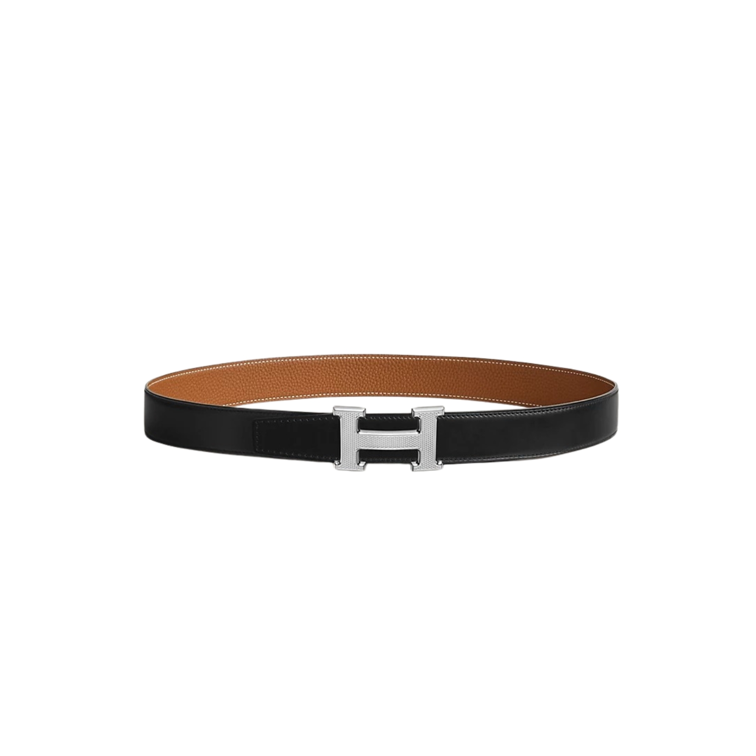 H**me5 H Guillochee Belt 32mm Buckle And Reversible Leather Strap Noir H064540CK05