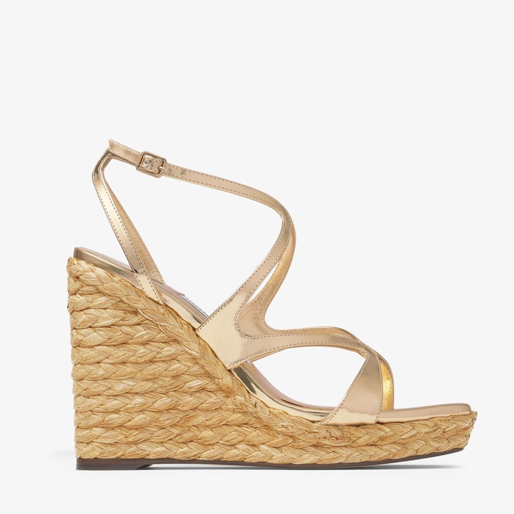 J1m*y Ch00 Ayla 110 Gold Metallic Wedge Gold For Women AYLA110CUH