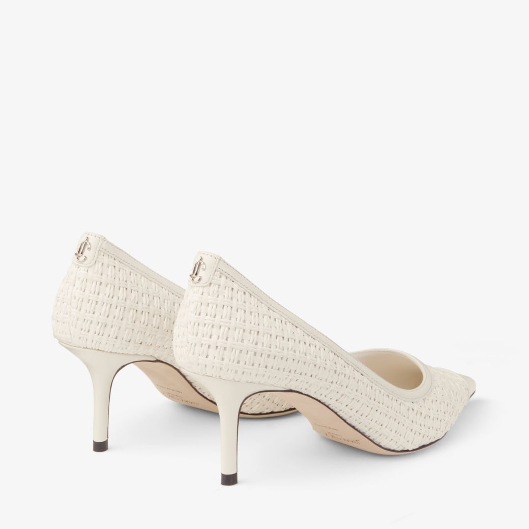 J1m*y Ch00 Love 65 Raffia And Leather Pumps Latte For Women LOVE65JVZ
