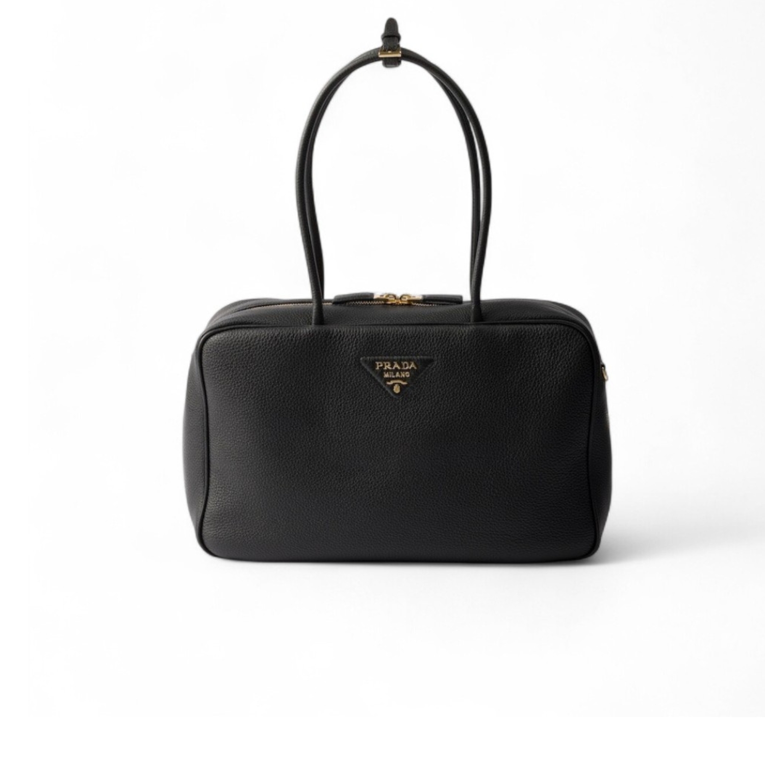 Pra*a Large Leather Top-Handle Bag Black For Men 13.4in/34cm 1BB128_2DKV_F0632_V_ONO