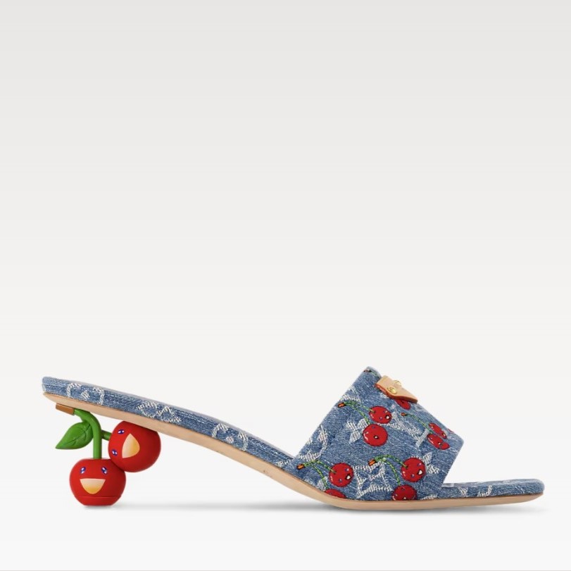 L0vis Vvtt0n LV x TM Lily Mule Cherry Denim For Women 1AHLTF