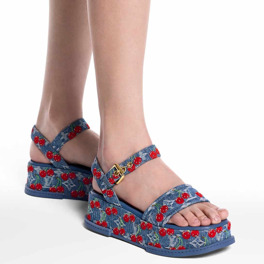 L0vis Vvtt0n LV x TM Maya Platform Sandal Blue For Women 1AHNYB
