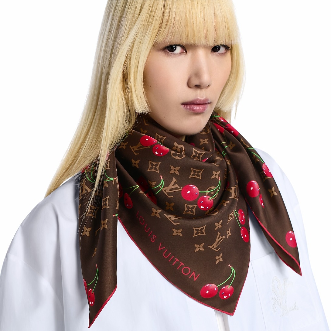L0vis Vvtt0n LV x TM Monogram Cerise Square 90 Brown For Women 35.4in/90cm M96094