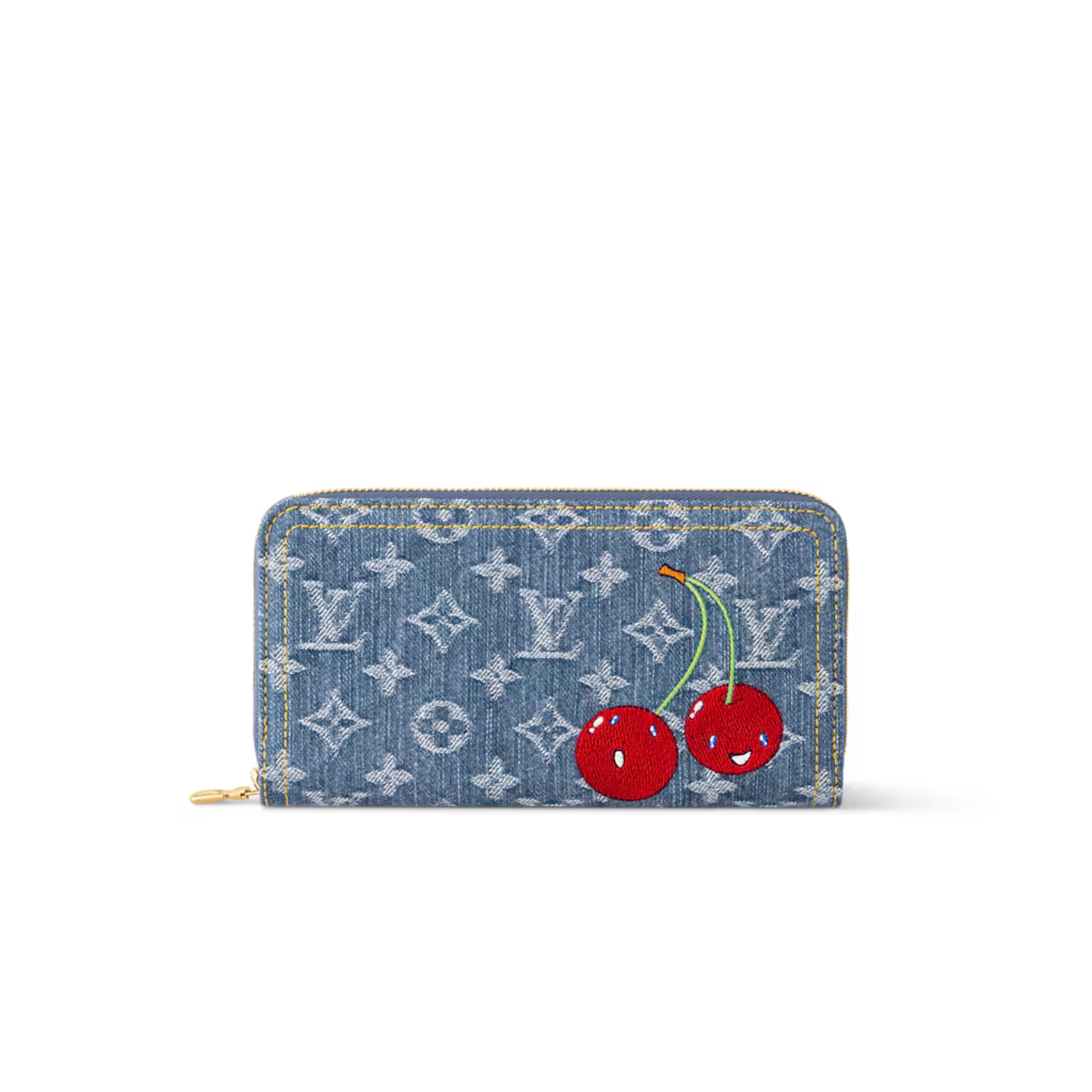 L0vis Vvtt0n LV x TM Zippy Wallet Cherry Denim For Women 7.7in/19.5cm M23161