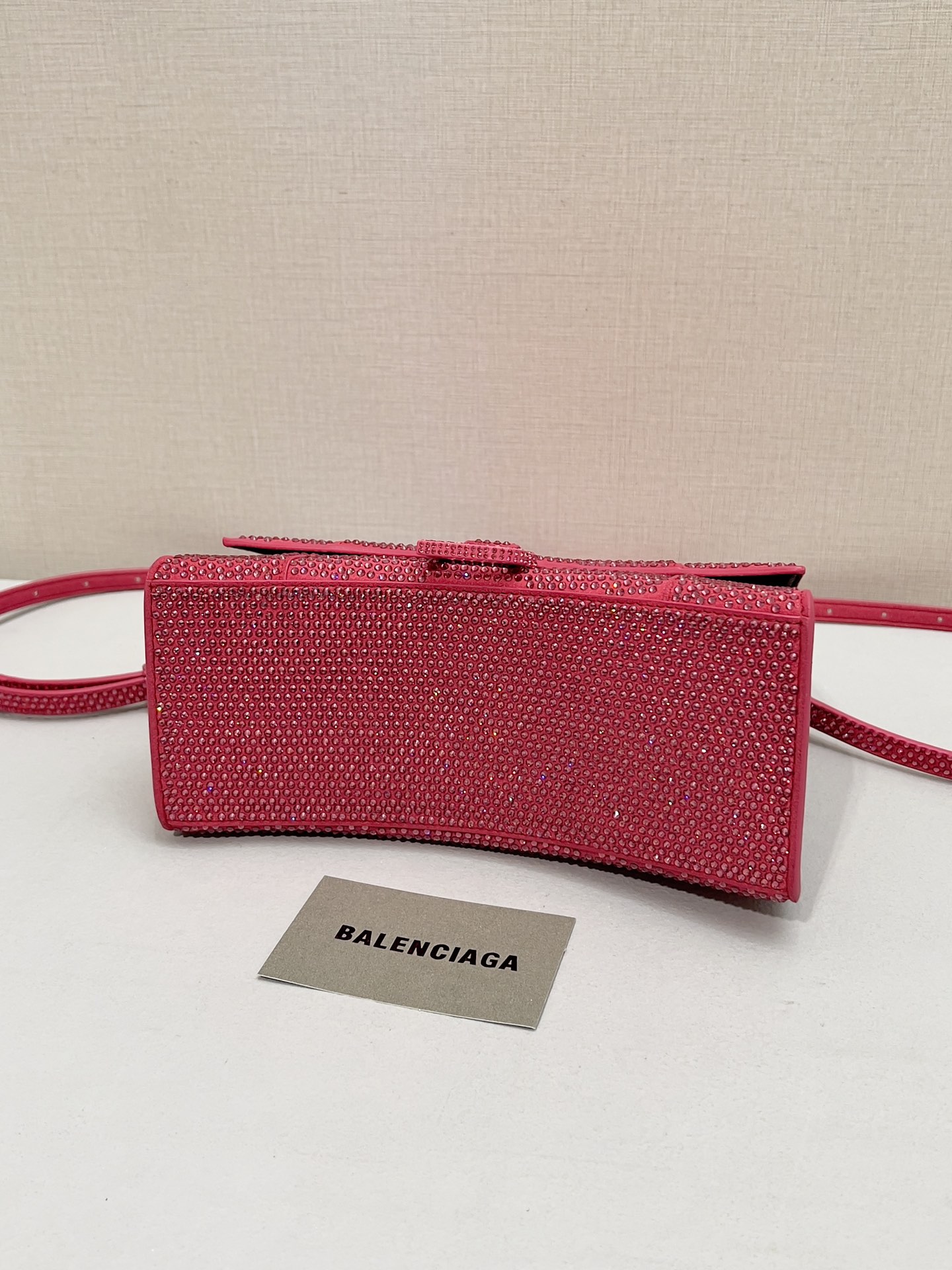 [True-to-ORIGINAL] Ba1en*iaga Furry Hourglass Small Handbag With Rhinestones In Pink For Women 24cm/9.4in