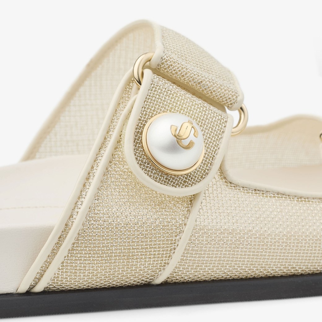 J1m*y Ch00 Fayence Sandal Champagne/Latte For Women FAYENCESANDALCJM