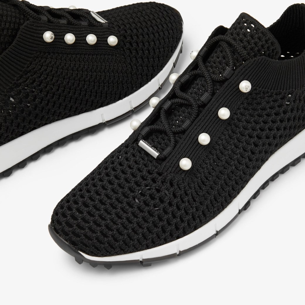 J1m*y Ch00 Veles Crochet Knit Low-Top Trainers Black For Women VELESPBT
