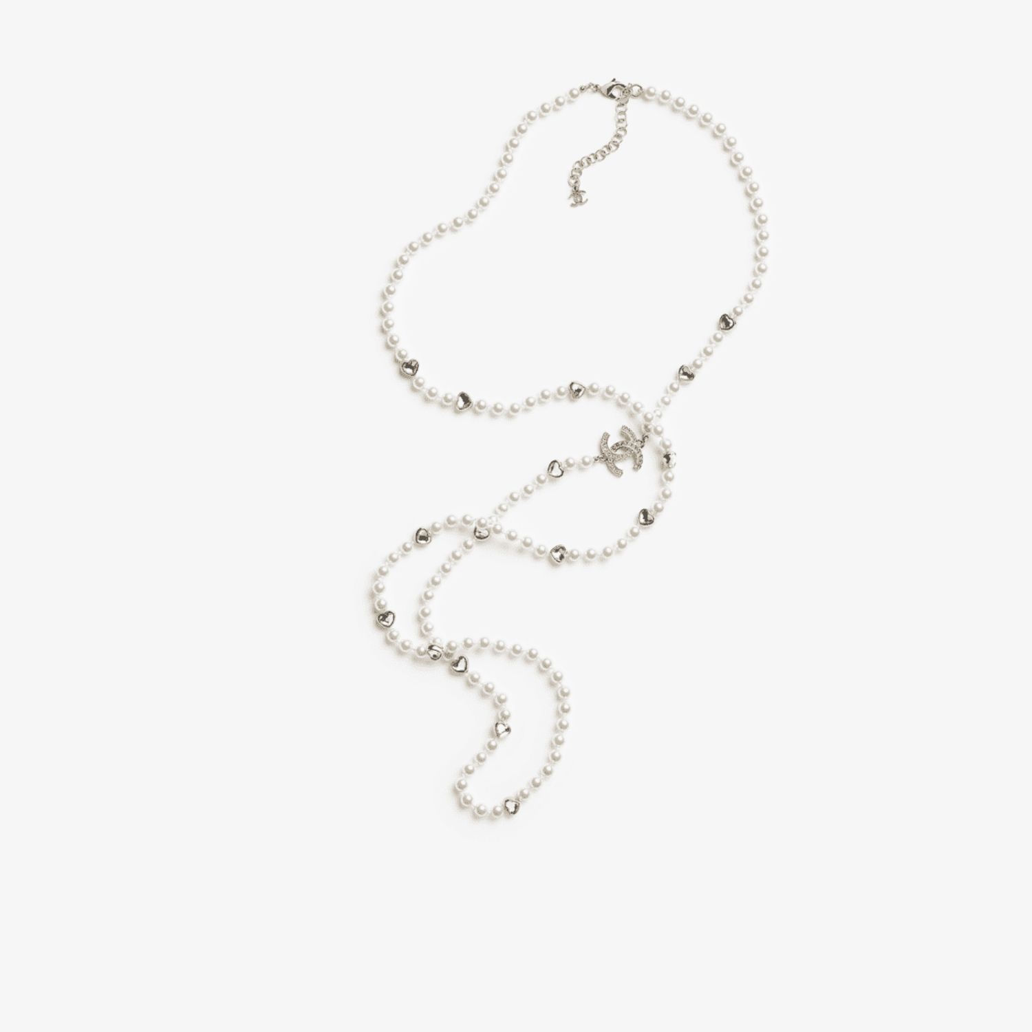 Ch**el Long Necklace Gold Pearly White & Crystal For Women – ABG258-B21749-U3282