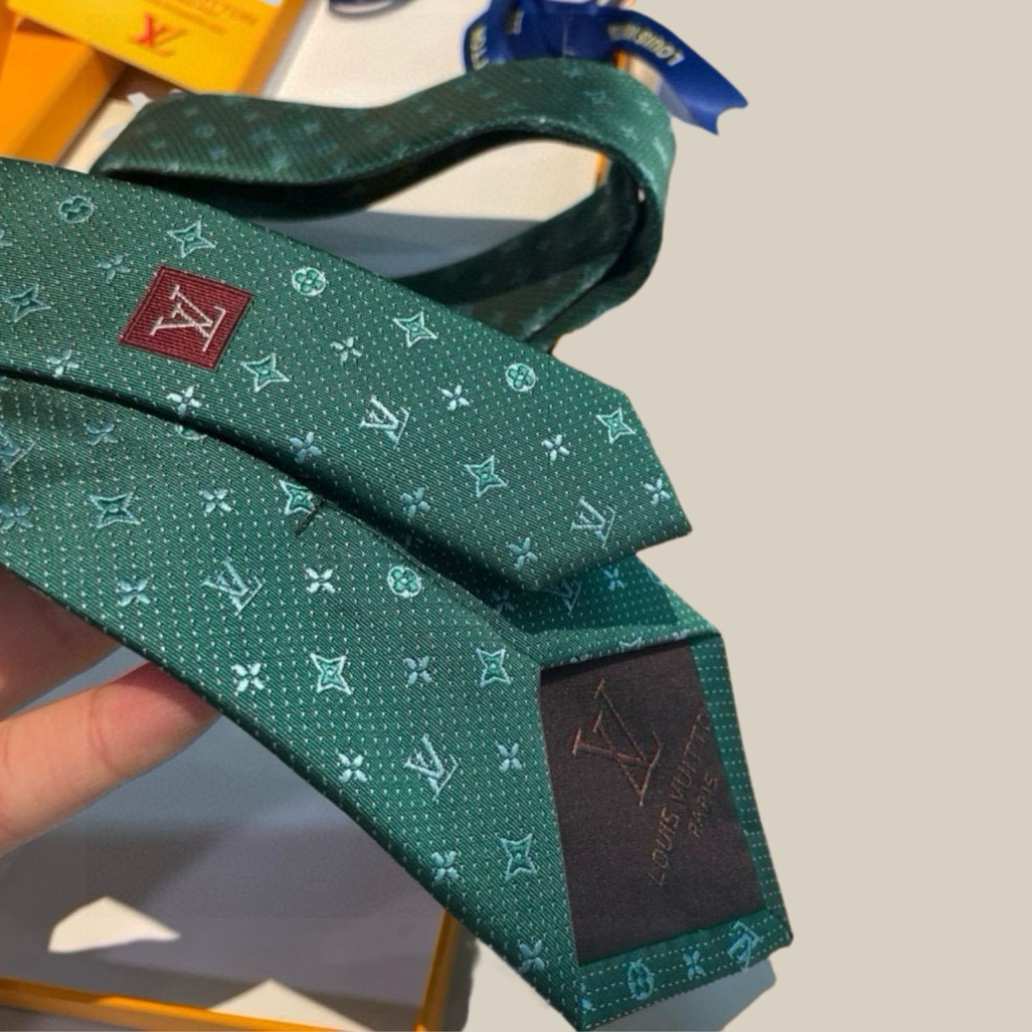 L0vis Vvtt0n Signature Monogram Silk Tie Green For Men