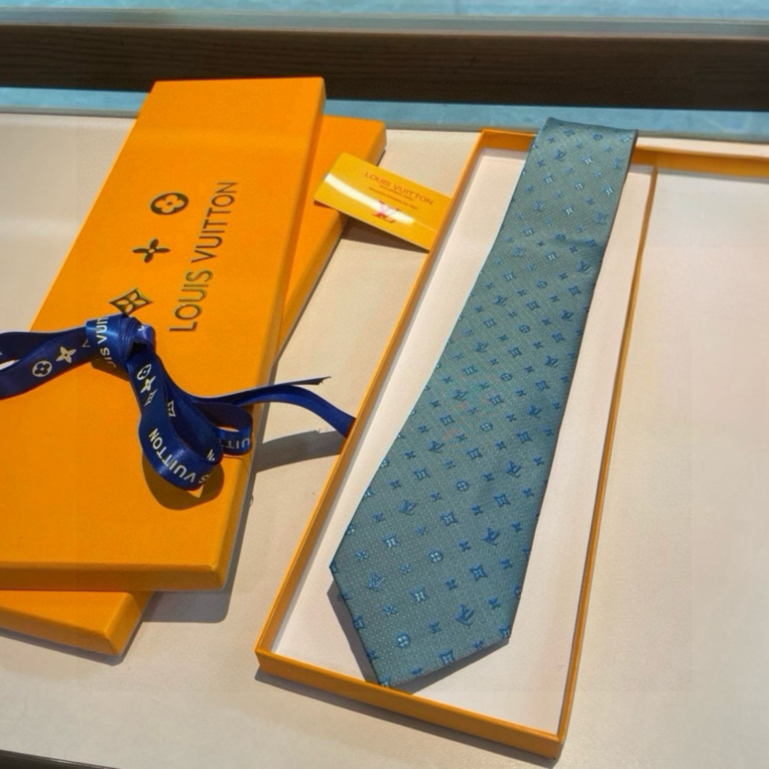 L0vis Vvtt0n Signature Monogram Silk Tie Mint For Men