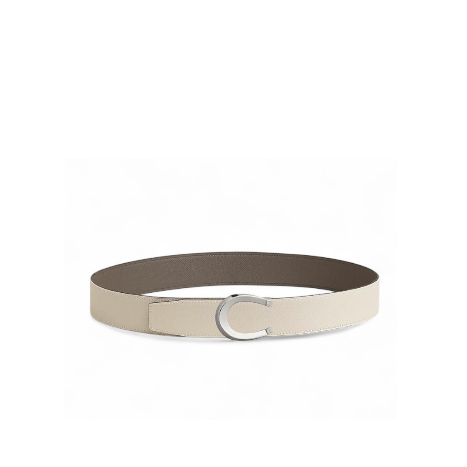 H**me5 Luck Belt Buckle Reversible Leather Strap 38mm Gris Étain/Craie For Men H010412CK05
