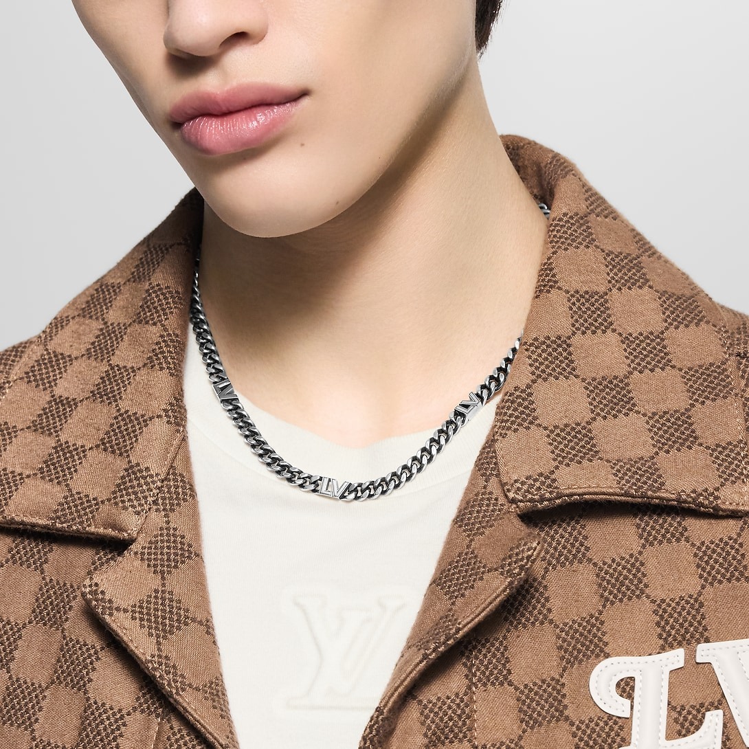 L0vis Vvtt0n LV Club Chain Necklace Silver-Toned For Men M03019