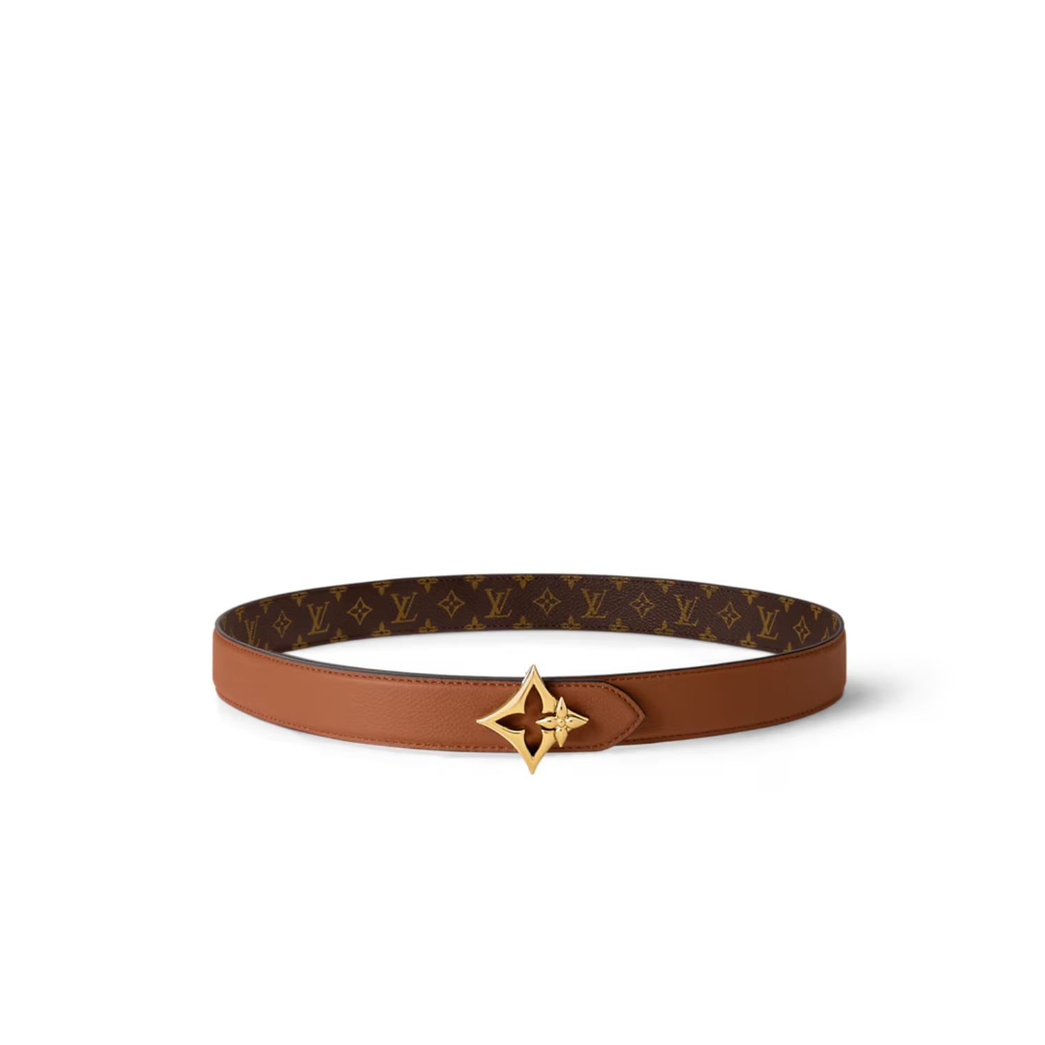 L0vis Vvtt0n LV Flowergram 30mm Reversible Belt Cognac For Women M4392U