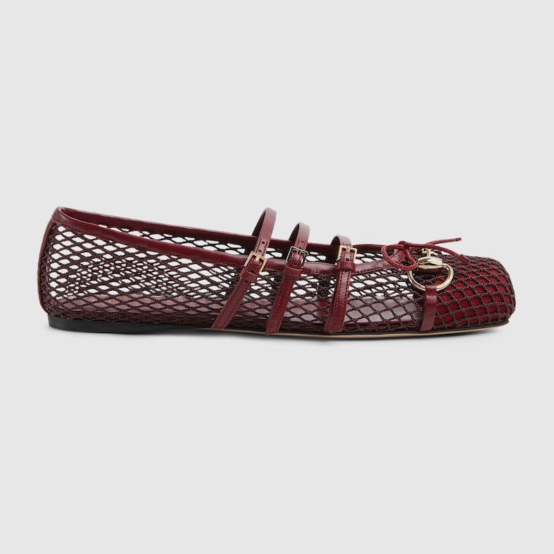 Gvc*1 Horsebit Ballet Flat Red Mesh For Women 835077 FAEQZ 6207